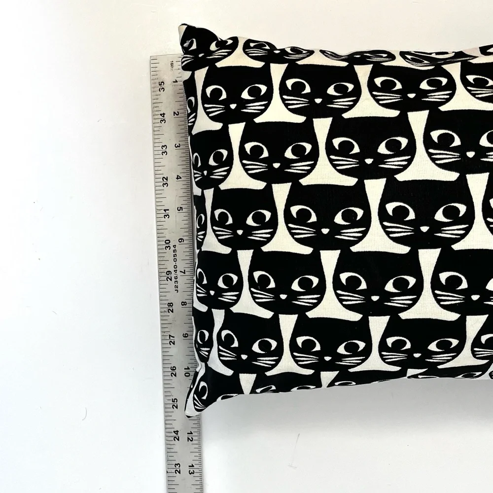 Vintage Y2K Ikea Mattram Cat Face Black White Rectangular Lumbar Pillow Retro